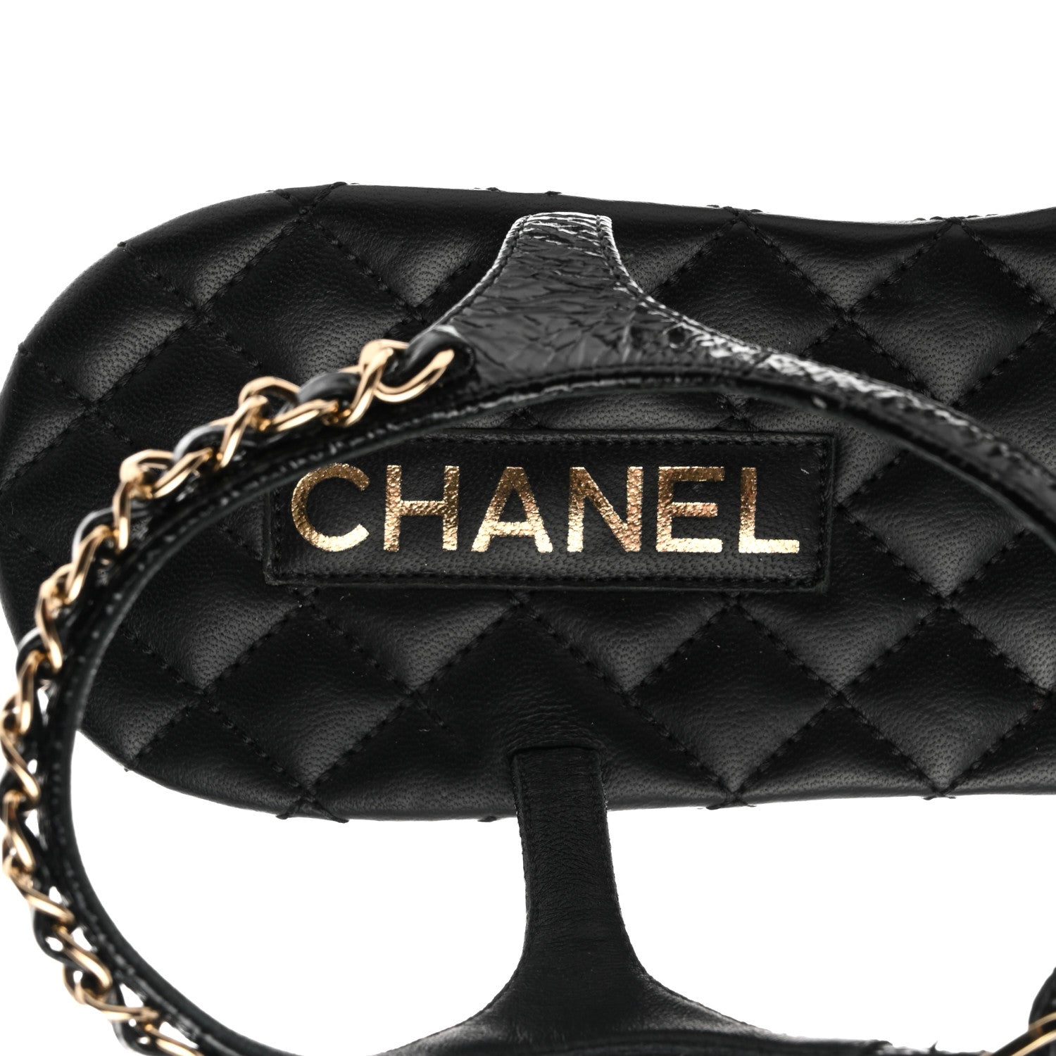 Chanel Aged Calfskin Chain Sandals 41 Black 7 of 8