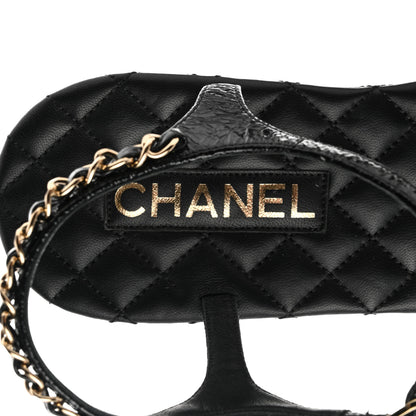 Chanel Aged Calfskin Chain Sandals 41 Black 7 of 8