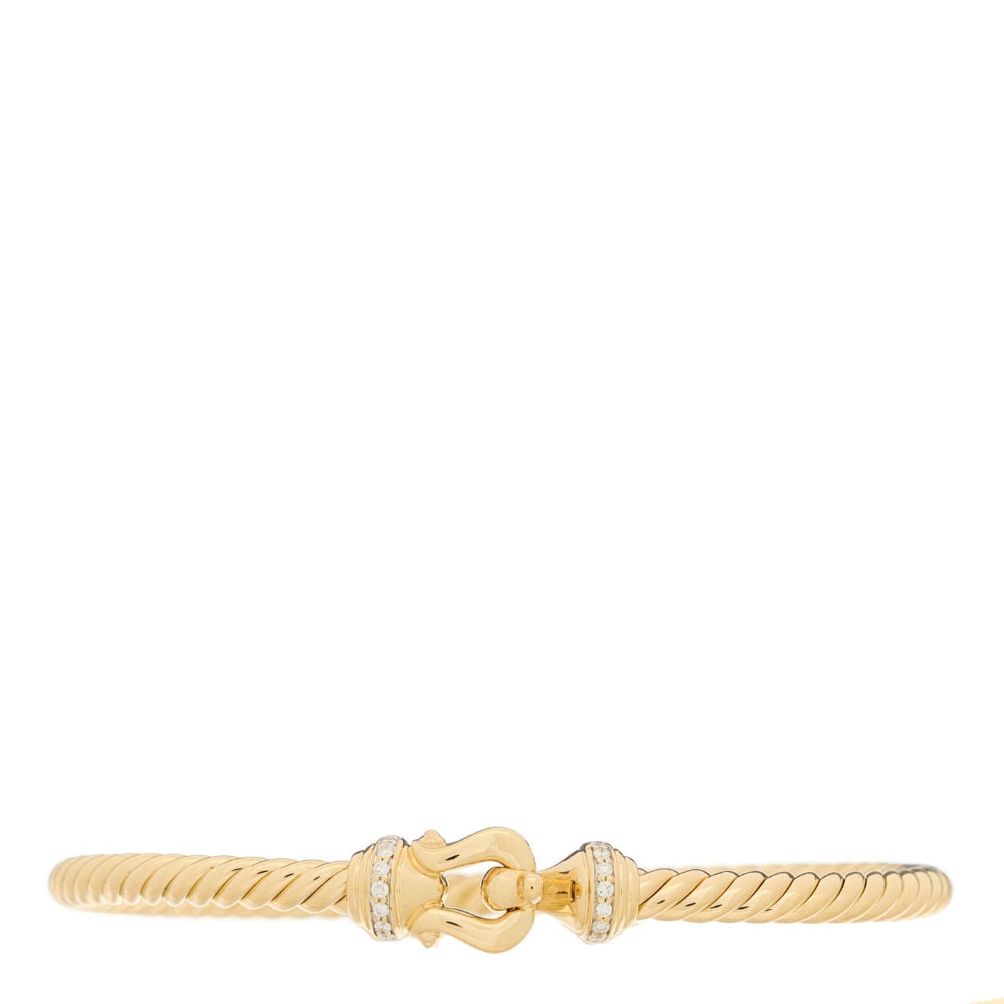 18K Yellow Gold Diamond 3.5mm Cable Buckle Bracelet