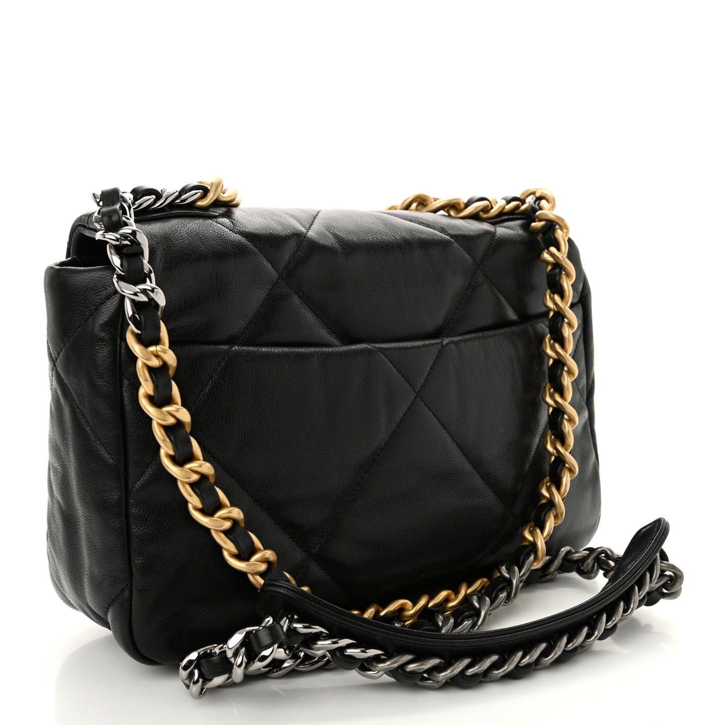 Shiny Goatskin Quilted Medium Chanel 19 Flap Black