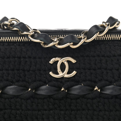 Chanel Lambskin Crochet Quilted Small Vanity Case With Chain Black 8 of 11