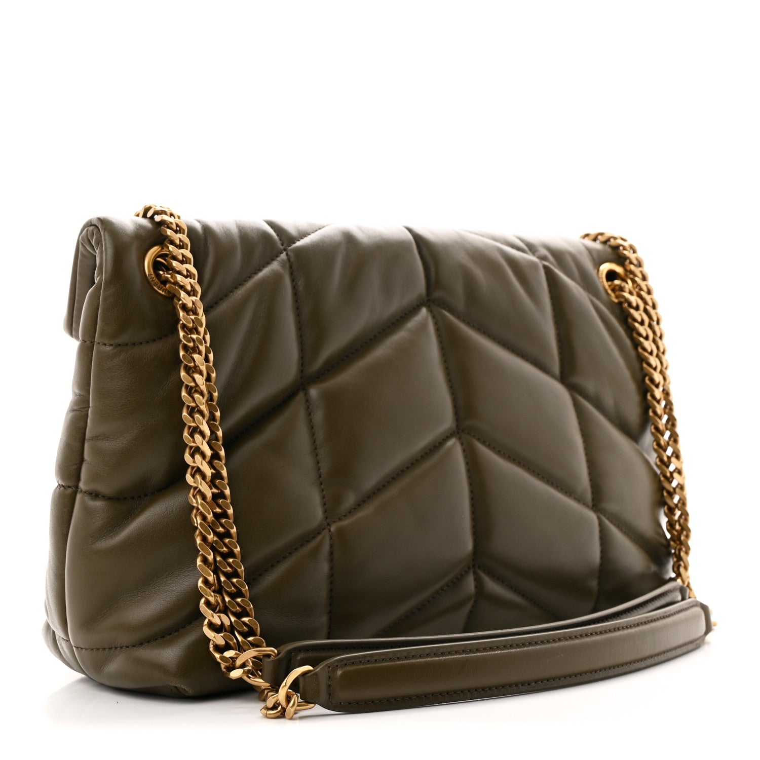 Saint Laurent Lambskin Quilted Small Loulou Puffer Monogram Chain Satchel Light Musk 3 of 10