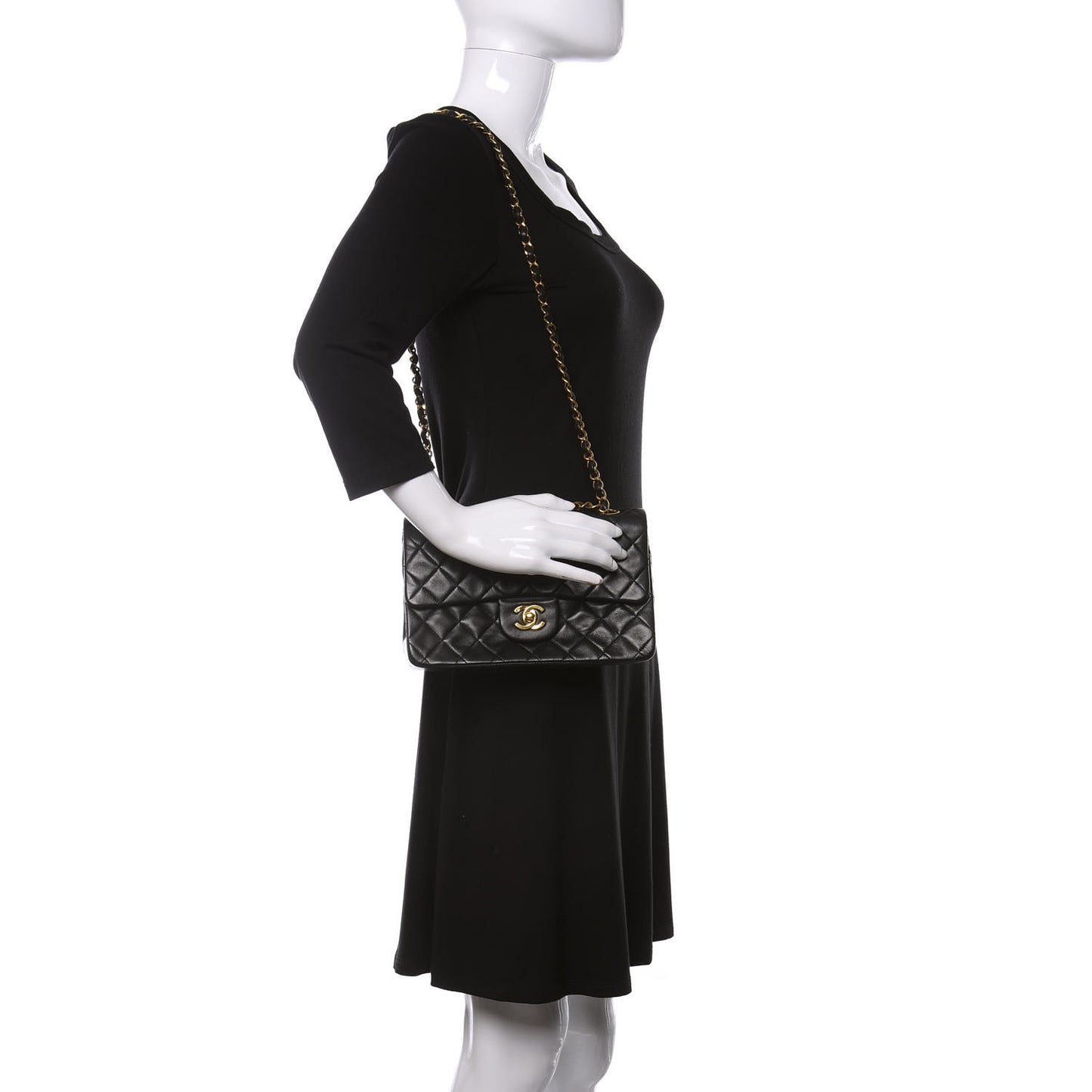 Lambskin Quilted Small Double Flap Black