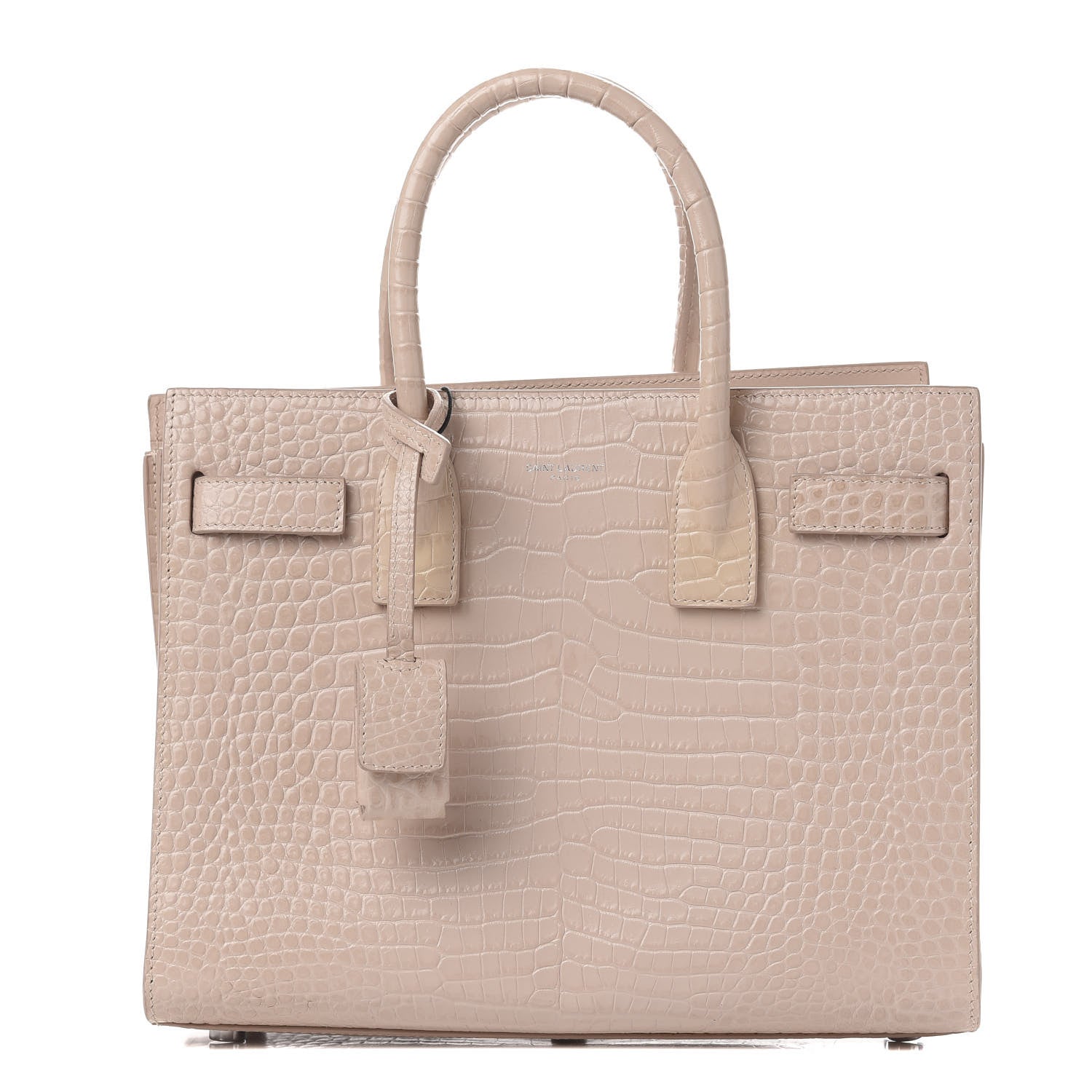 Saint Laurent Calfskin Crocodile Embossed Baby Sac De Jour Rose Antic 1 of 13