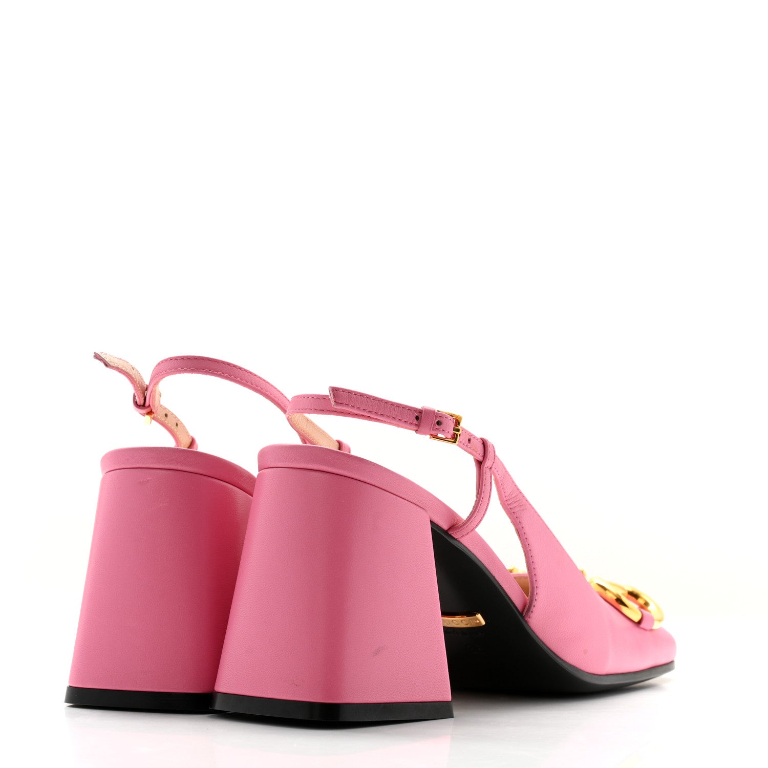 Gucci Malaga Kid Horsebit 75mm Slingback Pumps 36 Pink 4 of 10