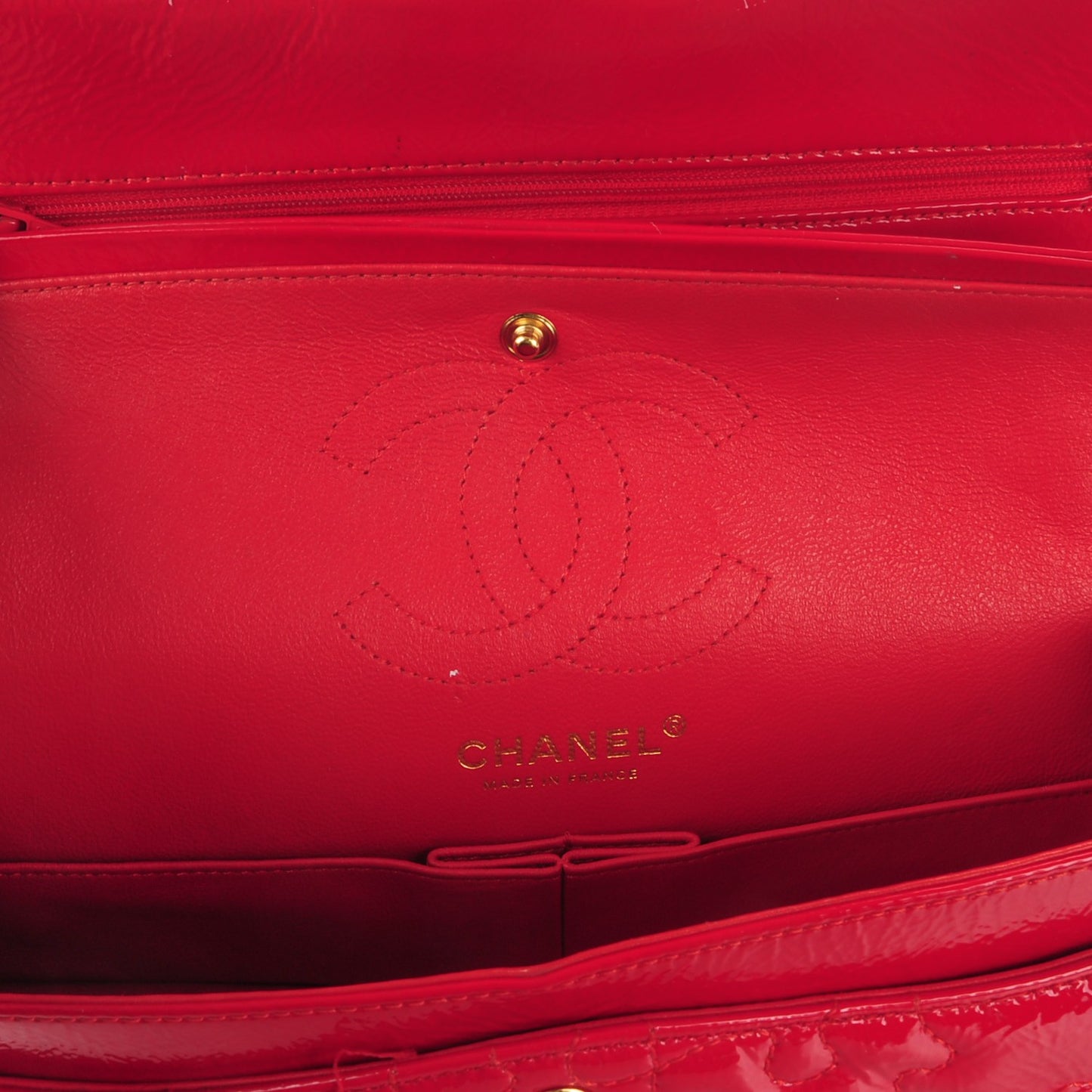 Crackled Patent Calfskin Puzzle 2.55 Reissue East West Flap Red