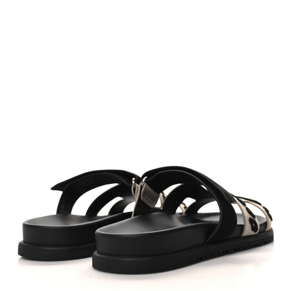Hermes Suede Goatskin Womens Leopard Chypre Sandals 40 Beige Esquisse Black 4 of 9