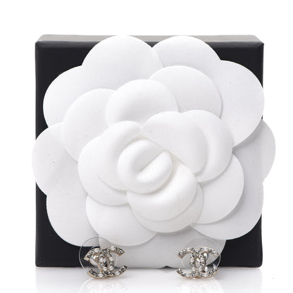 Chanel Pearl Crystal CC Charms Stud Earrings Light Gold 5 of 5