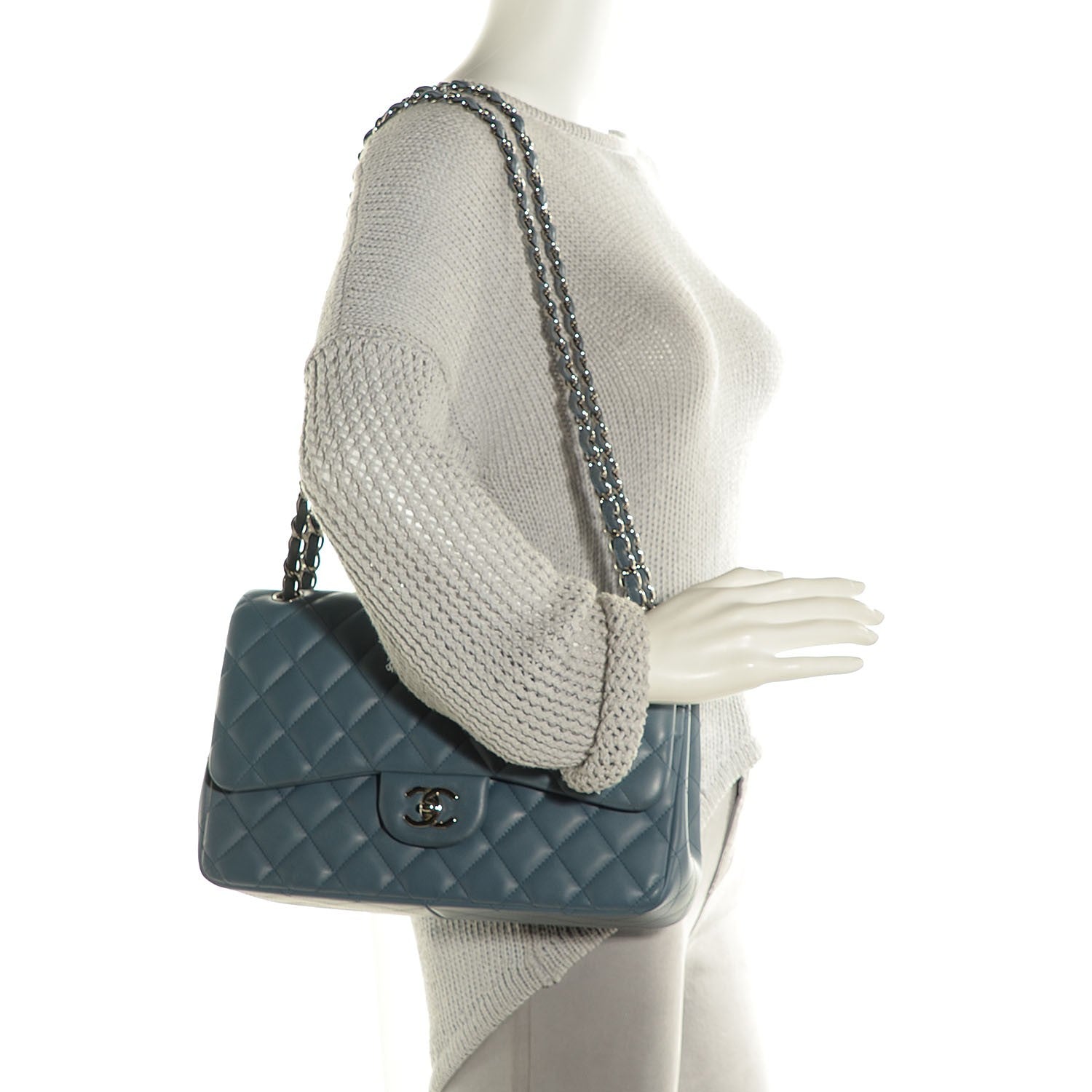 Chanel Lambskin Quilted Jumbo Double Flap Blue 2 of 8