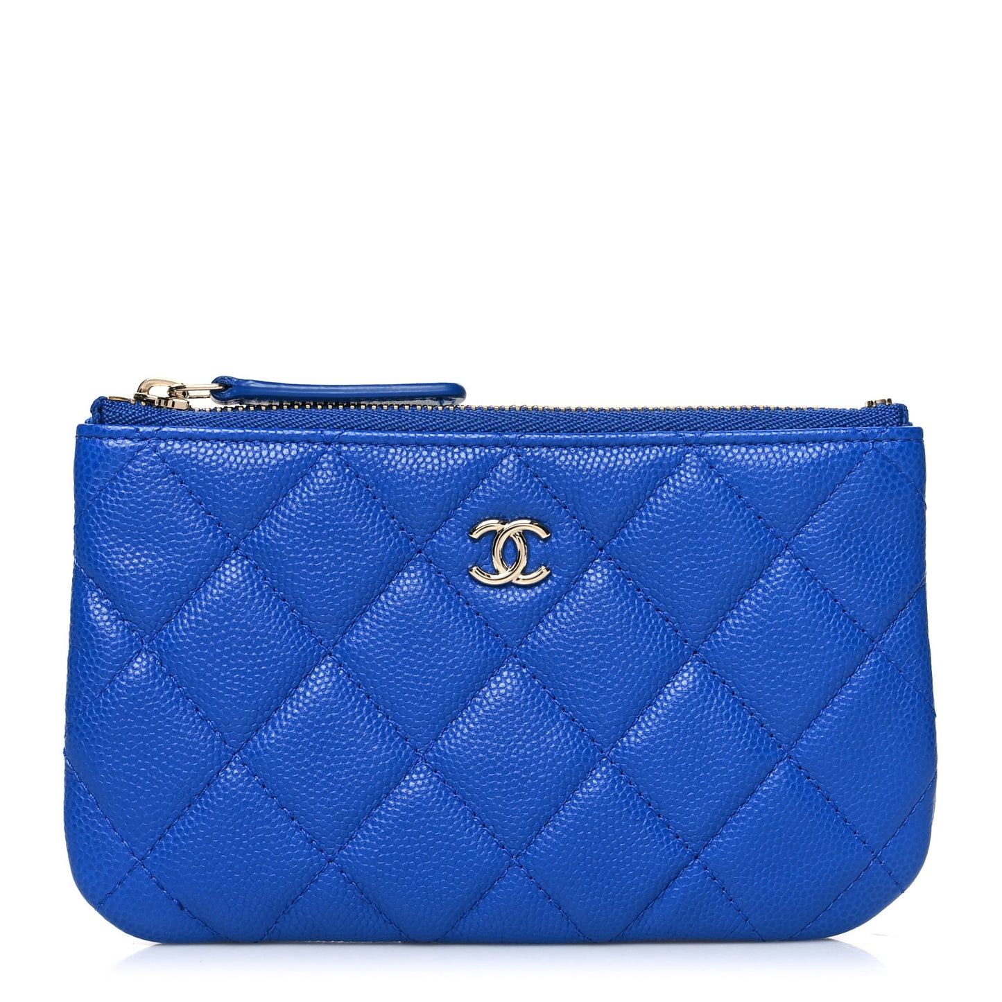 Caviar Quilted Small Cosmetic Case Blue