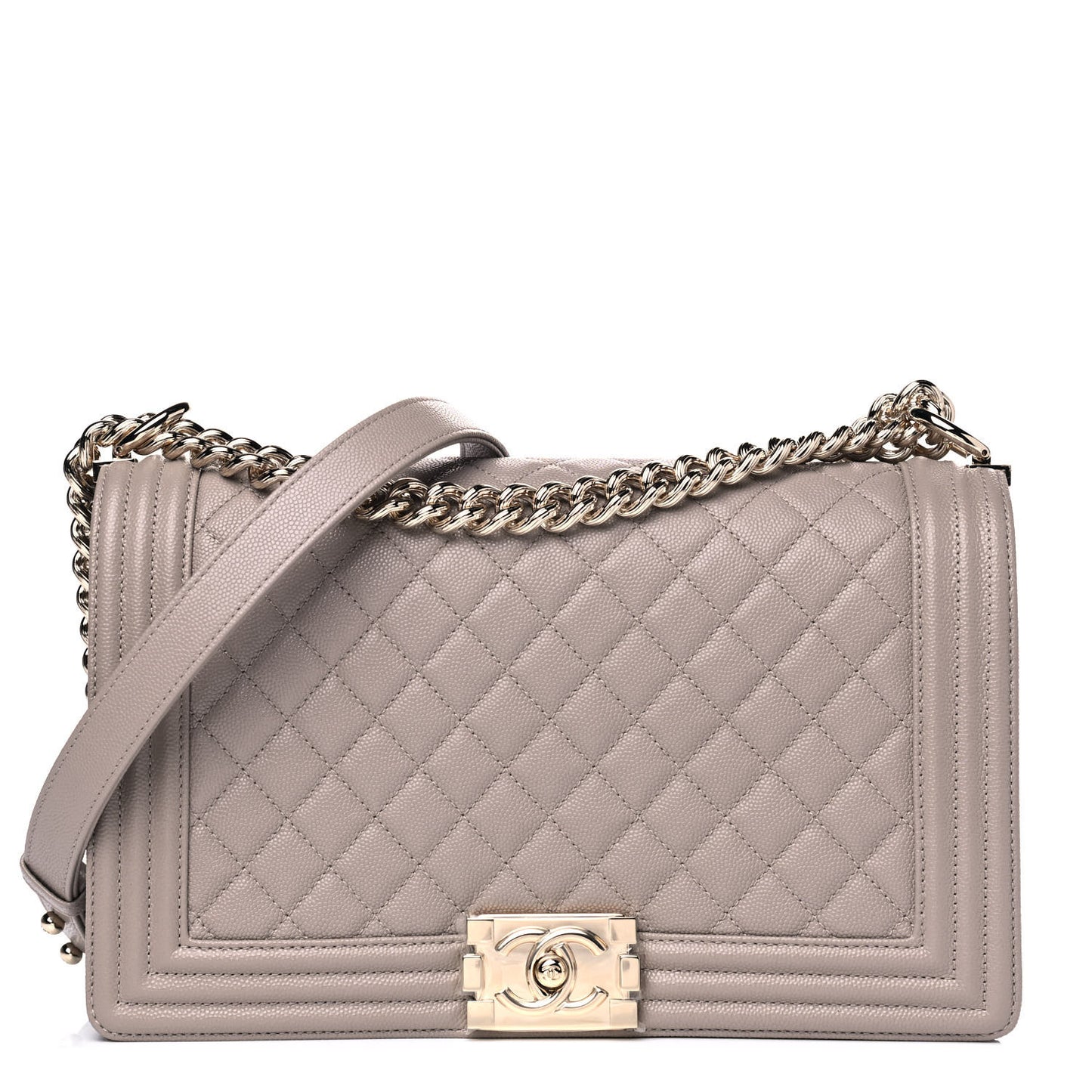 Caviar Quilted New Medium Boy Flap Dark Beige