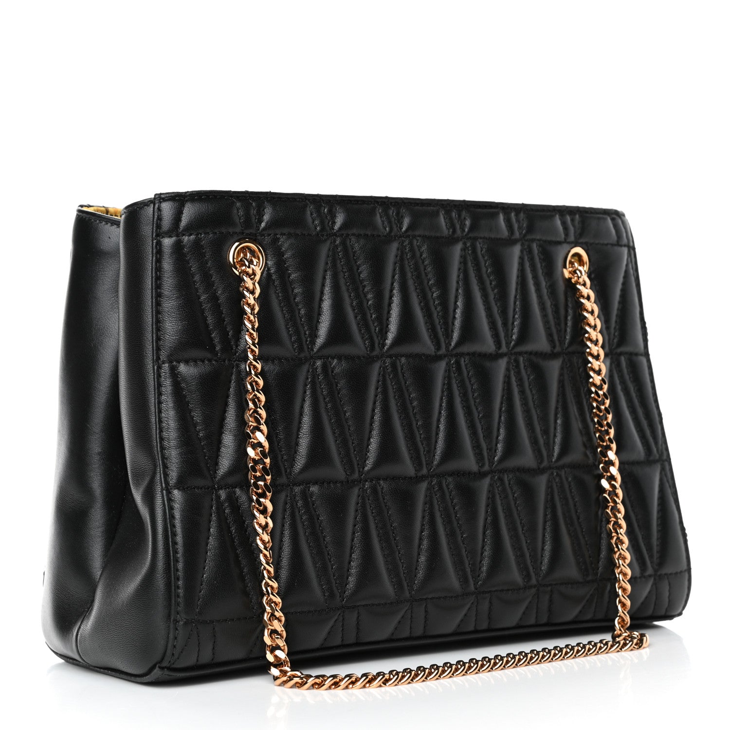 Versace Nappa Barocco Quilted Virtus Chain Shoulder Bag Black 2 of 4