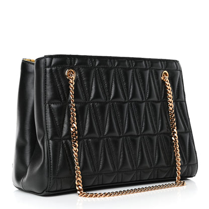 Versace Nappa Barocco Quilted Virtus Chain Shoulder Bag Black 2 of 4
