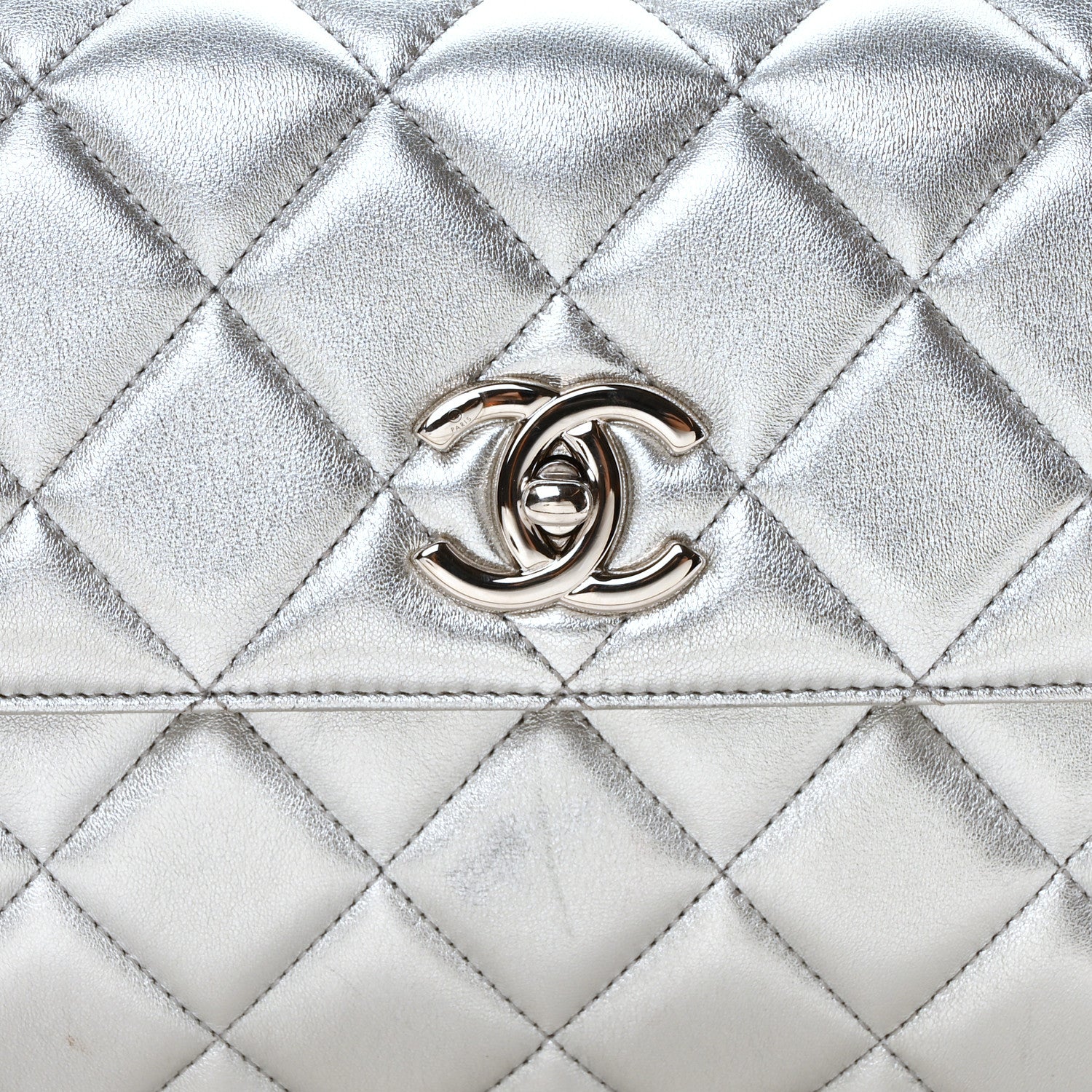 Chanel Metallic Lambskin Quilted Small Trendy CC Flap Dual Handle Bag Silver Silver 8 of 11