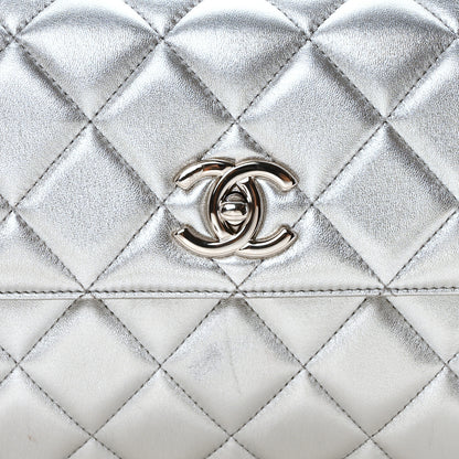 Chanel Metallic Lambskin Quilted Small Trendy CC Flap Dual Handle Bag Silver Silver 8 of 11