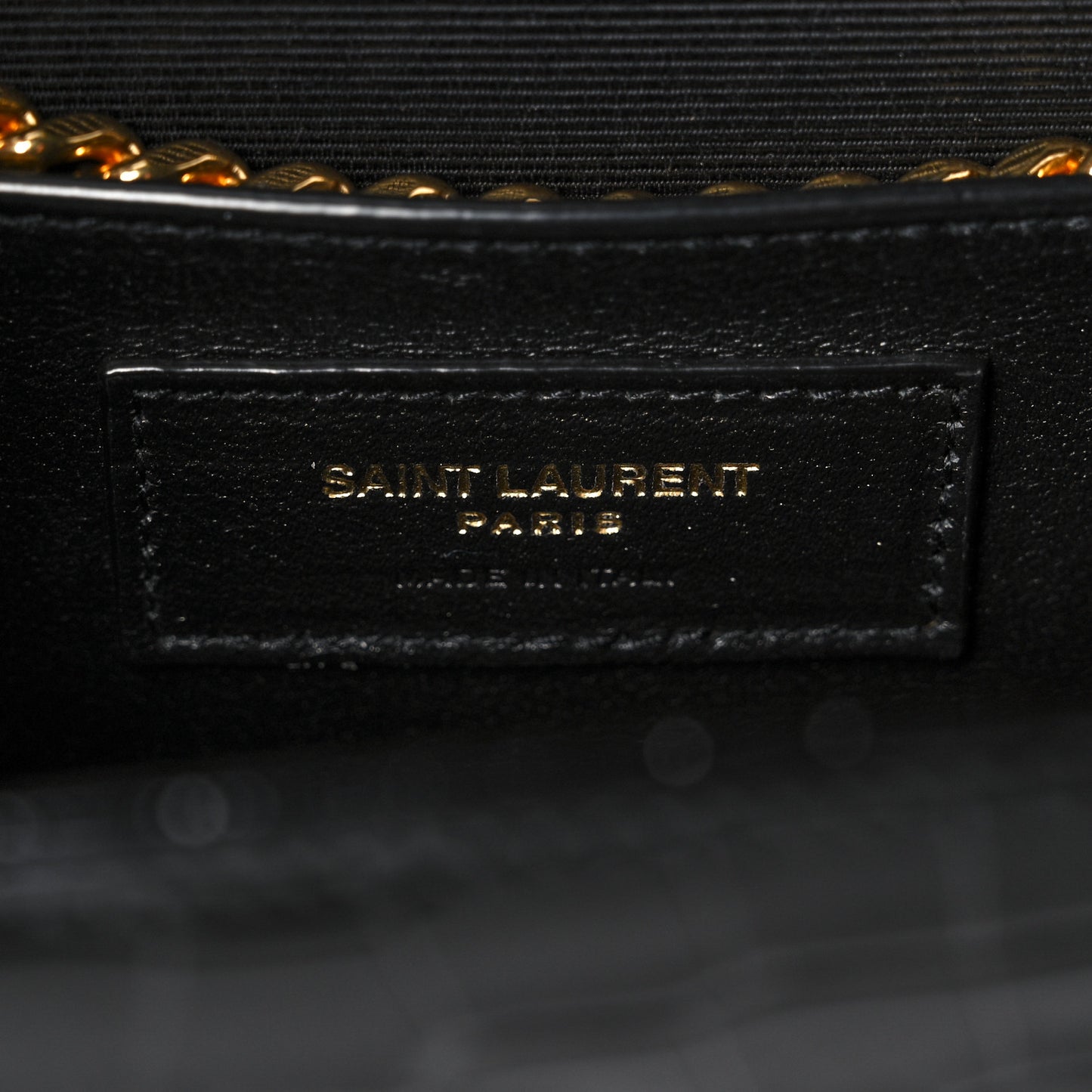 Calfskin Crocodile Embossed Medium Classic Monogram Kate Tassel Satchel Black