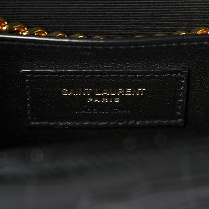Saint Laurent Calfskin Crocodile Embossed Medium Classic Monogram Kate Tassel Satchel Black 6 of 9
