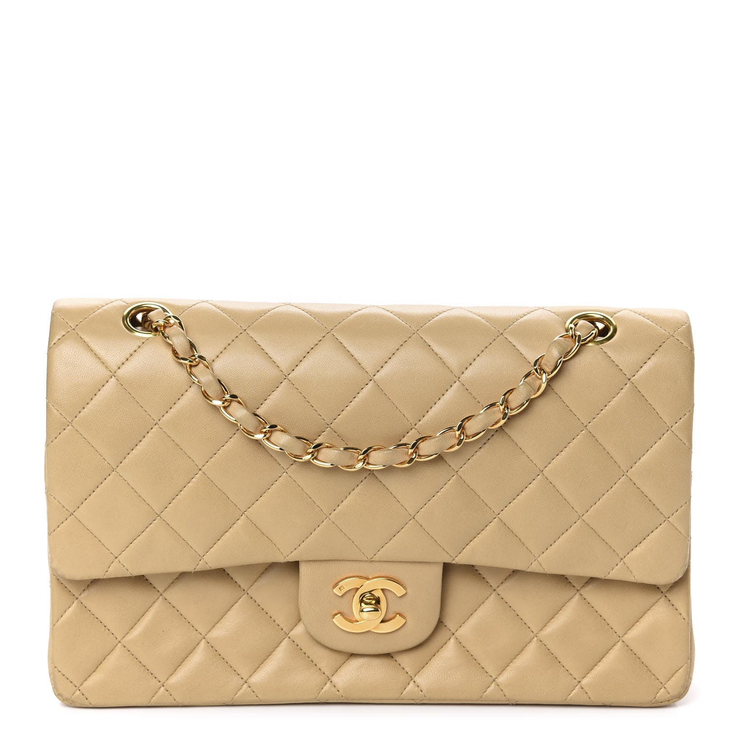 Chanel Lambskin Quilted Medium Double Flap Beige 1 of 12
