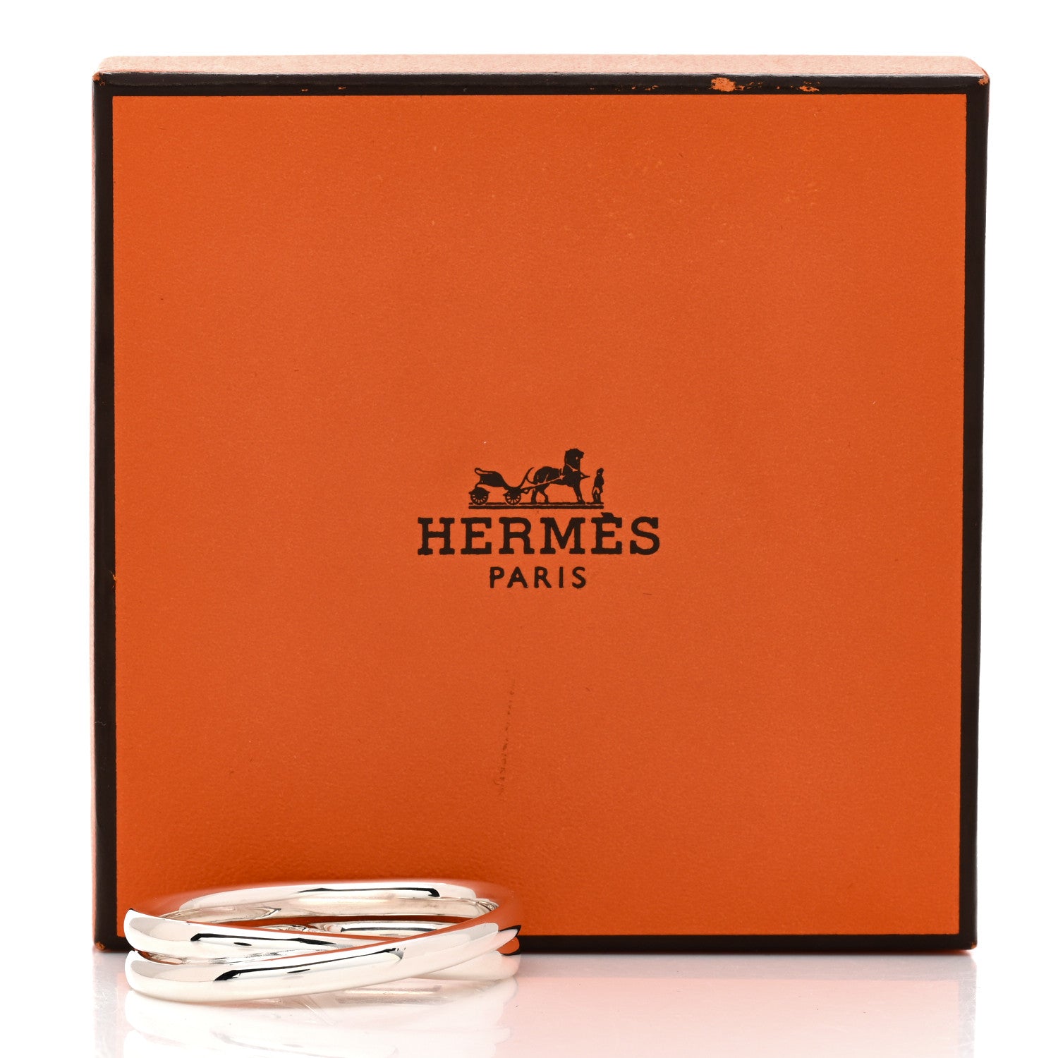 Hermes Sterling Silver Chaine D'Ancre Punk Double Ring 53 6.25 5 of 5