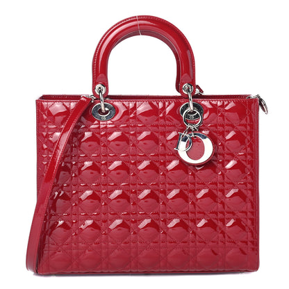 Christian Dior Patent Cannage Large Lady Dior Red 1 of 4