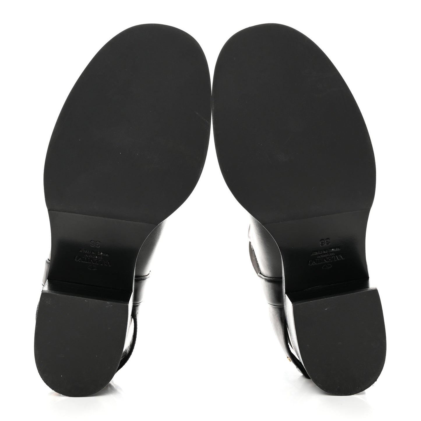 Calfskin VLOGO Flat Boots 36 Black