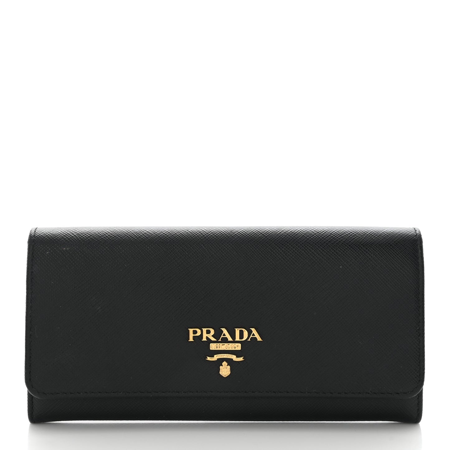 Saffiano Metal Continental Flap Wallet Black