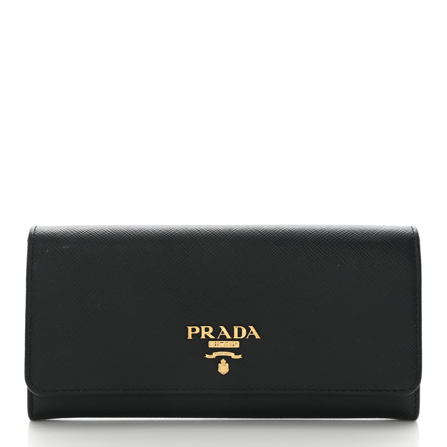 Prada Saffiano Metal Continental Flap Wallet Black 2 of 10