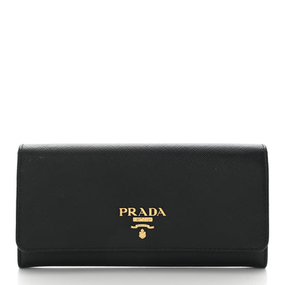 Prada Saffiano Metal Continental Flap Wallet Black 2 of 10