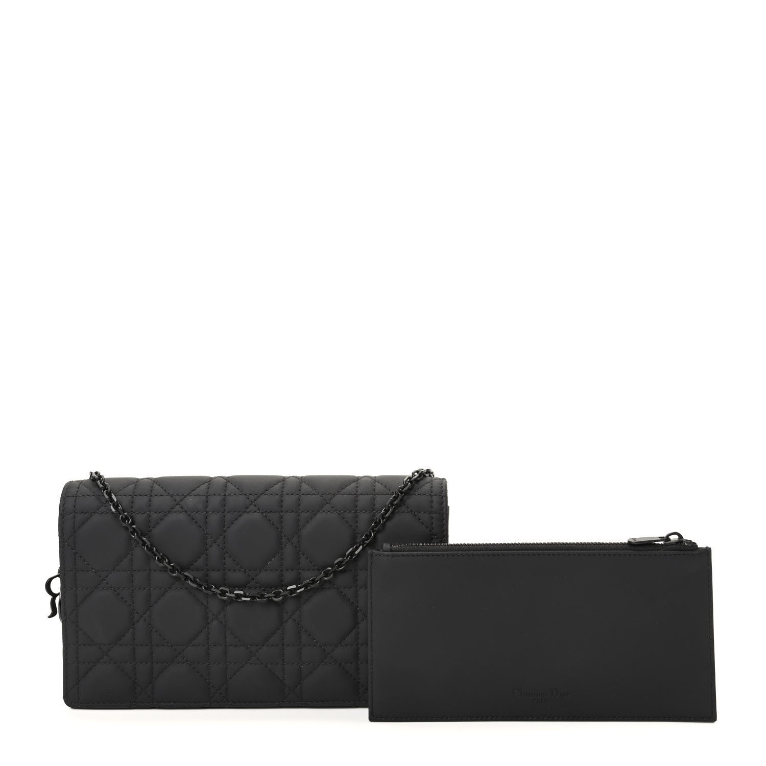 Christian Dior Ultra Matte Calfskin Cannage Lady Dior Clutch Black 3 of 11