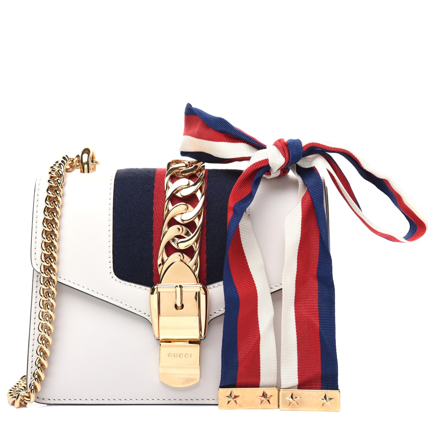 Calfskin Mini Sylvie Chain Shoulder Bag White