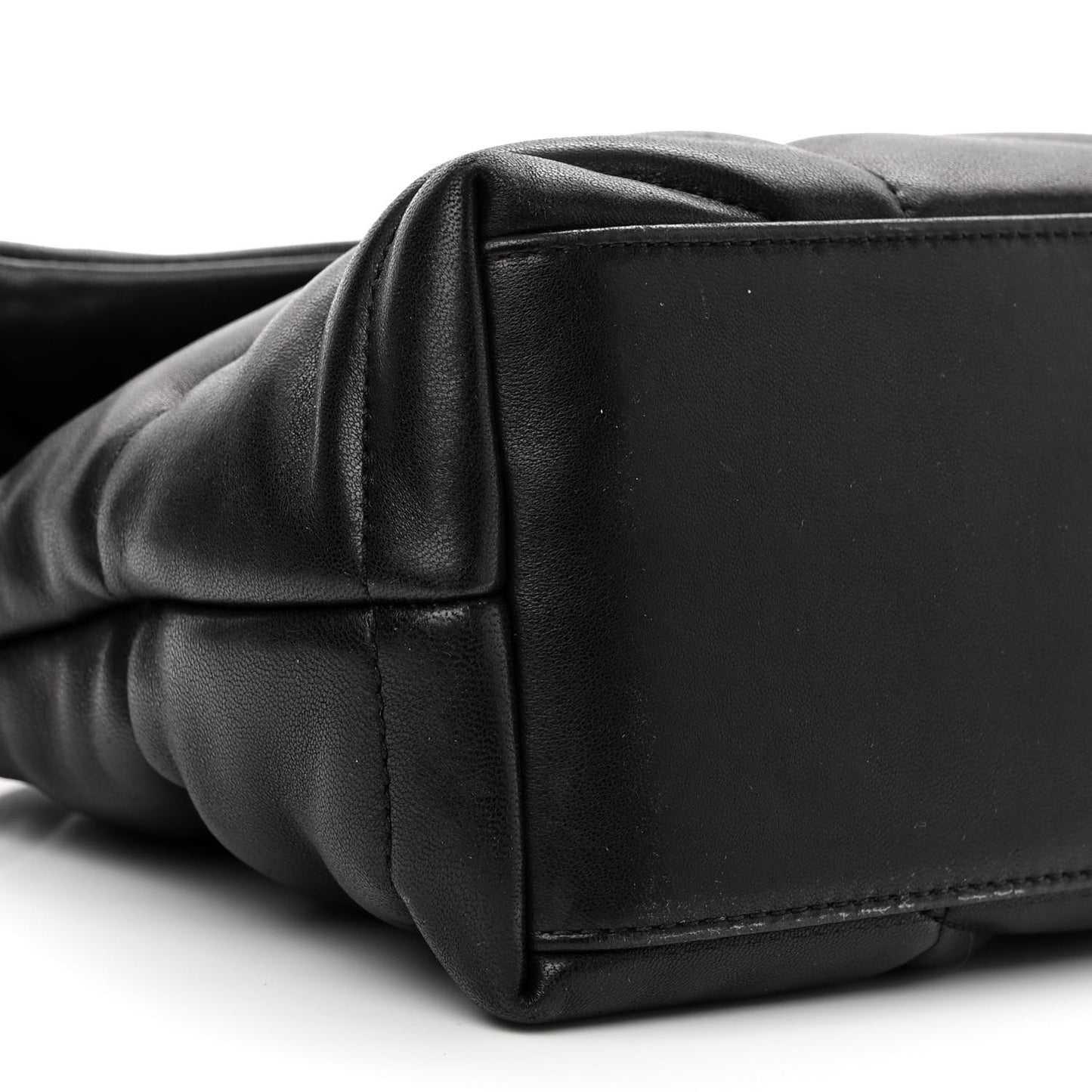 Lambskin Quilted Small Loulou Puffer Monogram Chain Satchel Black