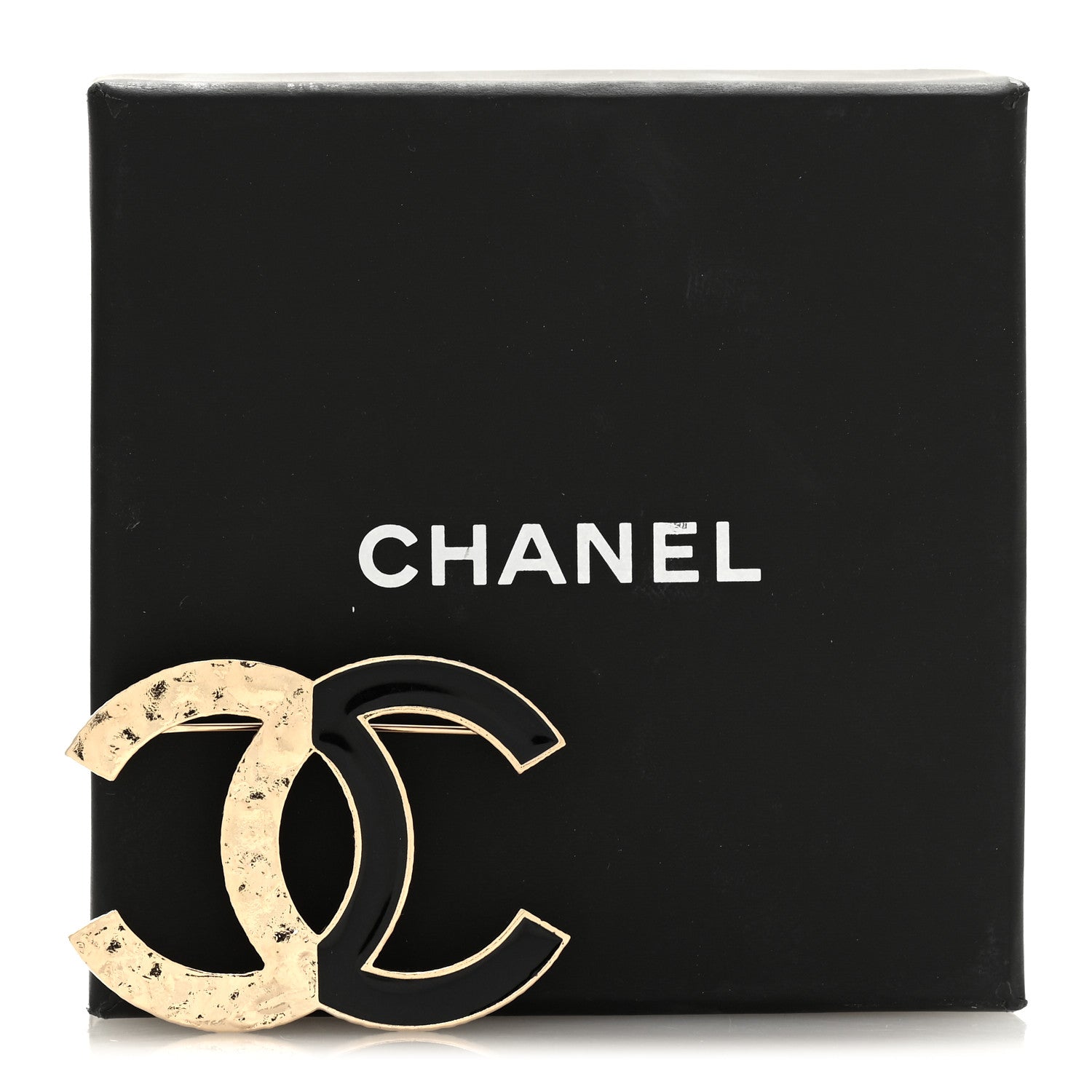 Chanel Metal Enamel CC Brooch Black Gold 4 of 4