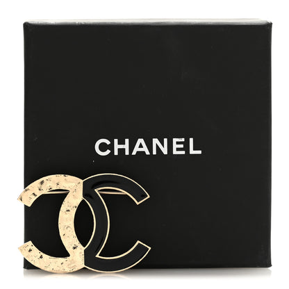 Chanel Metal Enamel CC Brooch Black Gold 4 of 4