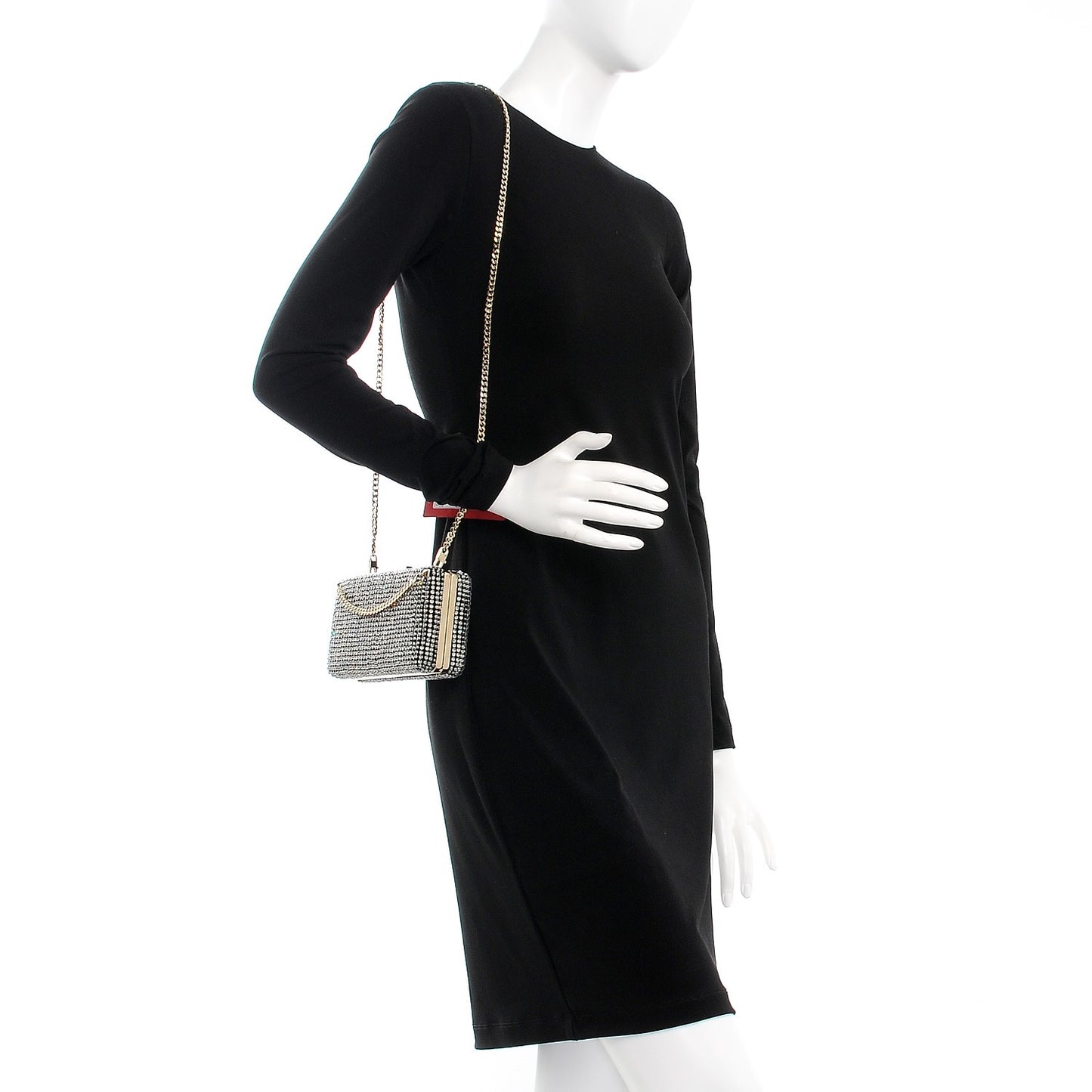 Nappa Crystal Embellished Secrets Minaudiere Clutch Black