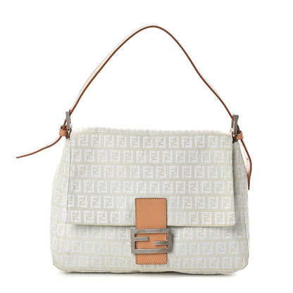 Fendi Zucchino Mama Baguette White Beige 1 of 8