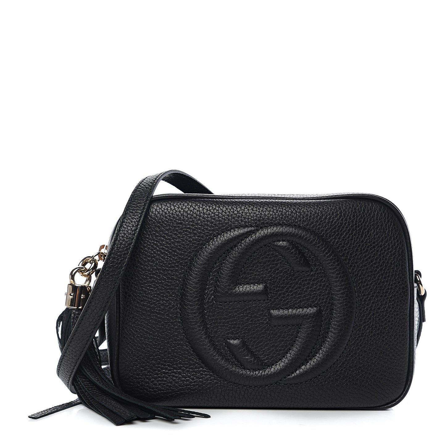 Pebbled Calfskin Small Soho Disco Bag Black