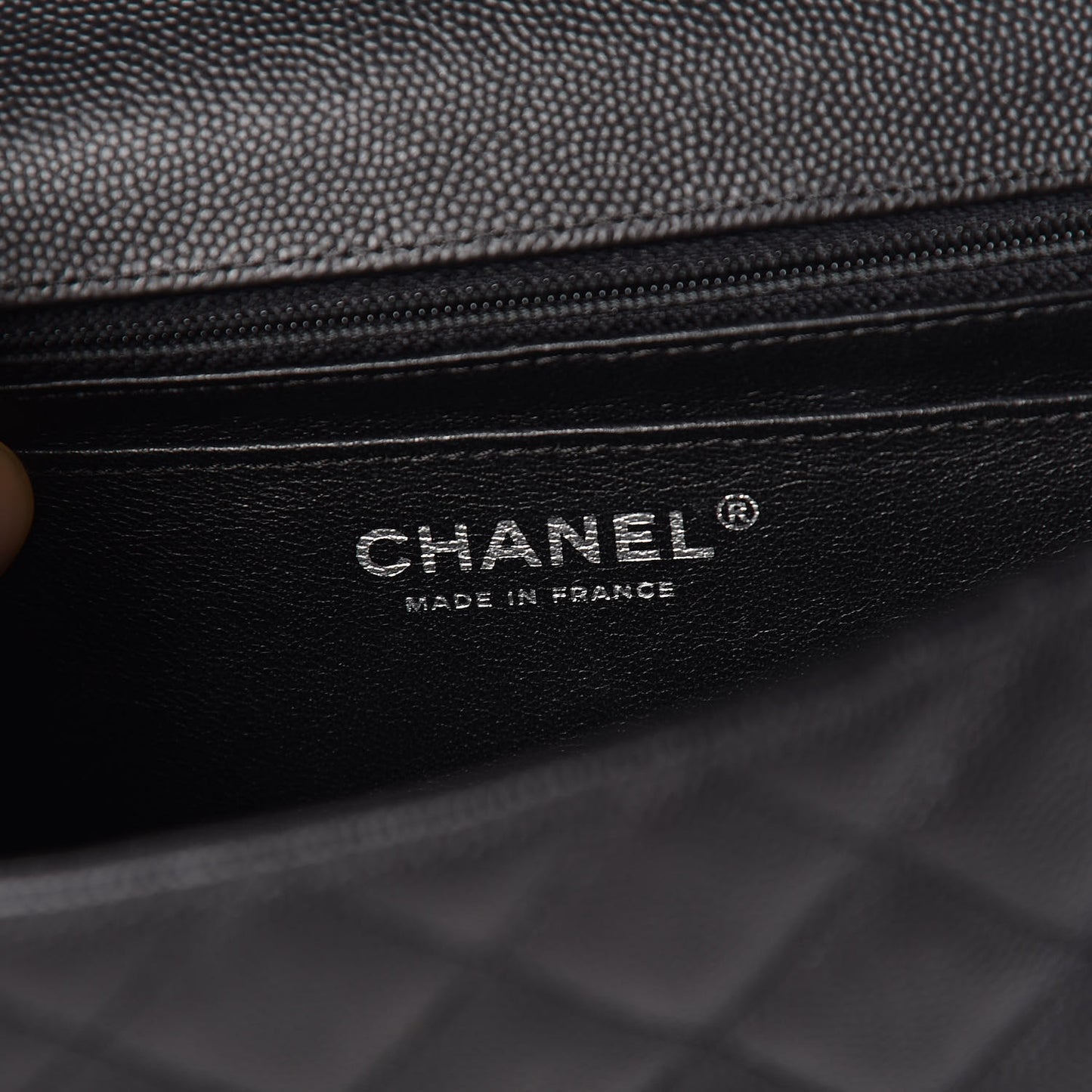 Iridescent Caviar Quilted Mini Rectangular Flap Black