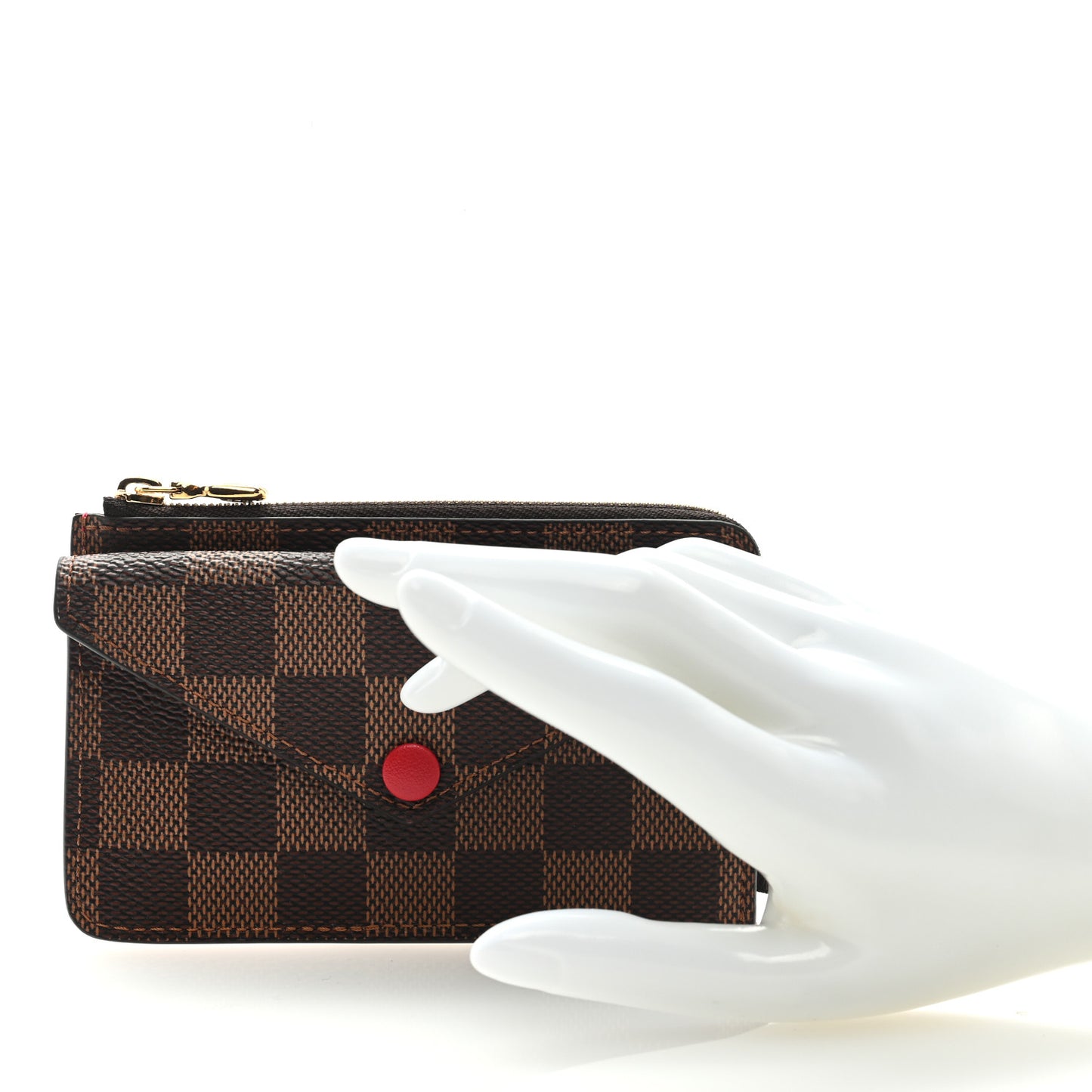 Damier Ebene Recto Verso Card Holder Red