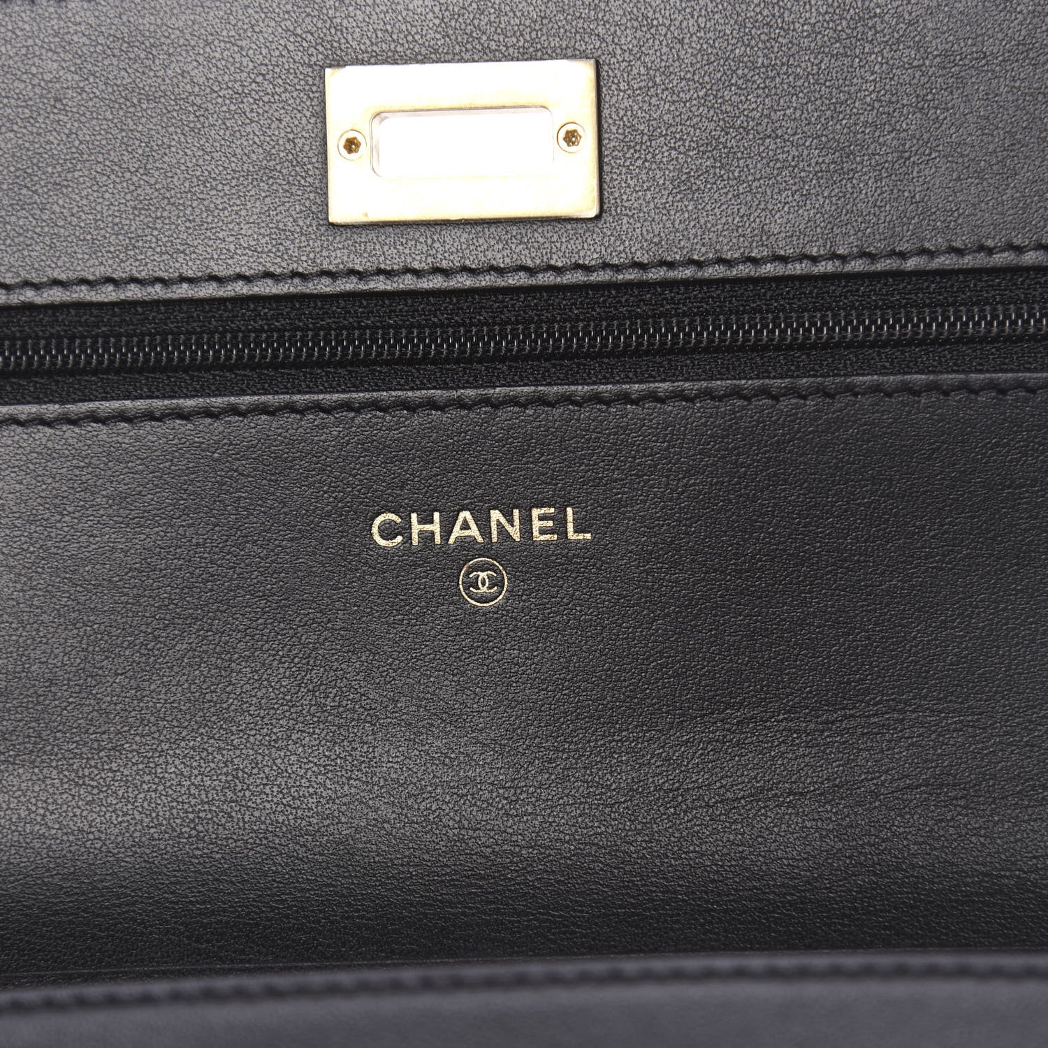 Chanel Calfskin Crocodile Embossed Graffiti 2.55 Cocodile Reissue Wallet On Chain WOC Black Gold 6 of 13
