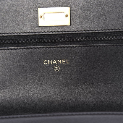 Chanel Calfskin Crocodile Embossed Graffiti 2.55 Cocodile Reissue Wallet On Chain WOC Black Gold 6 of 13