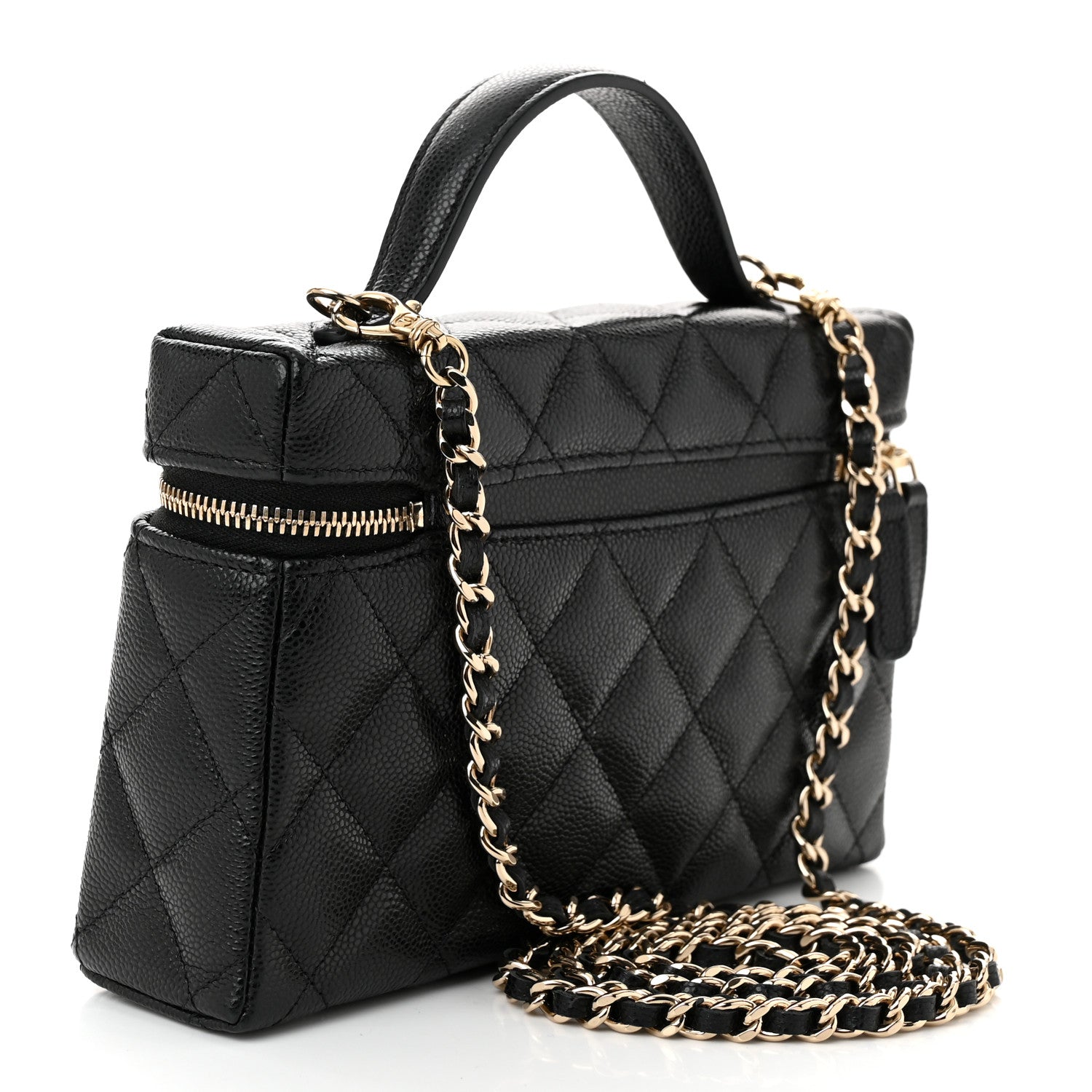 Chanel Caviar Quilted Top Handle Slim Vanity With Chain Black 3 of 11