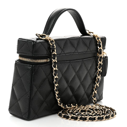 Chanel Caviar Quilted Top Handle Slim Vanity With Chain Black 3 of 11