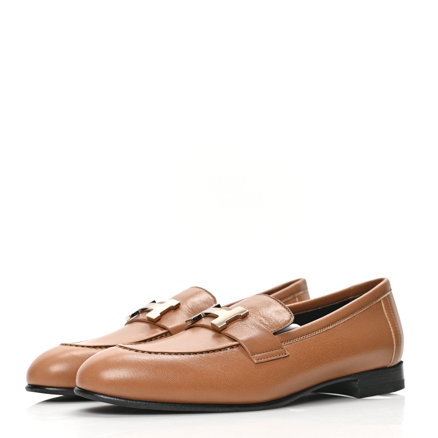 Hermes Goatskin Womens Paris Loafers 35 Gold 3 of 8