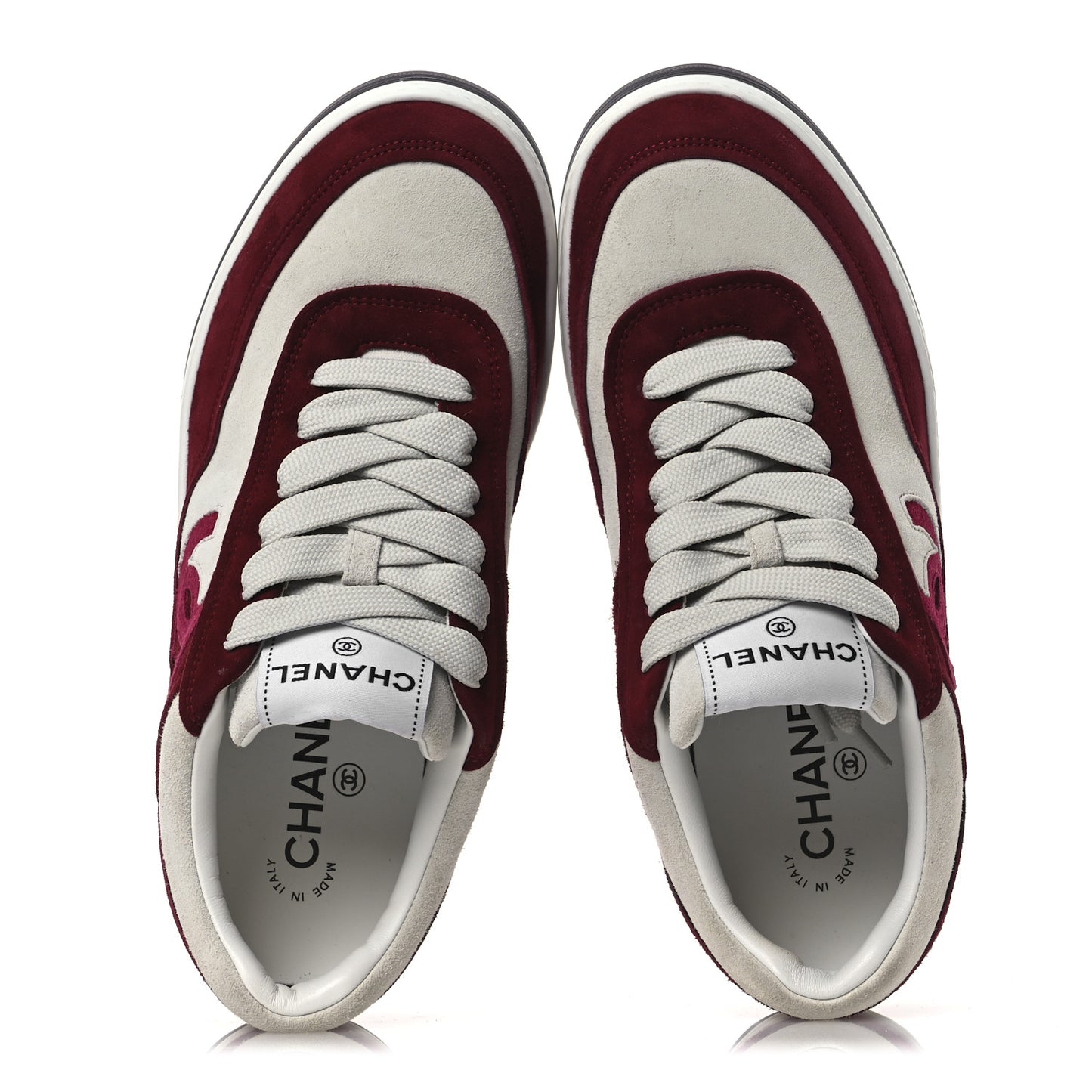 Suede Kidskin Womens CC Sneakers 38.5 Burgundy White