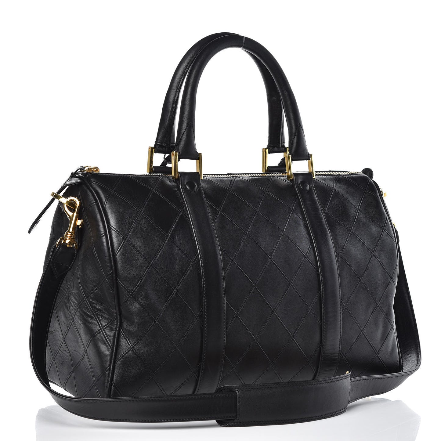 Calfskin Stitched CC Boston Black
