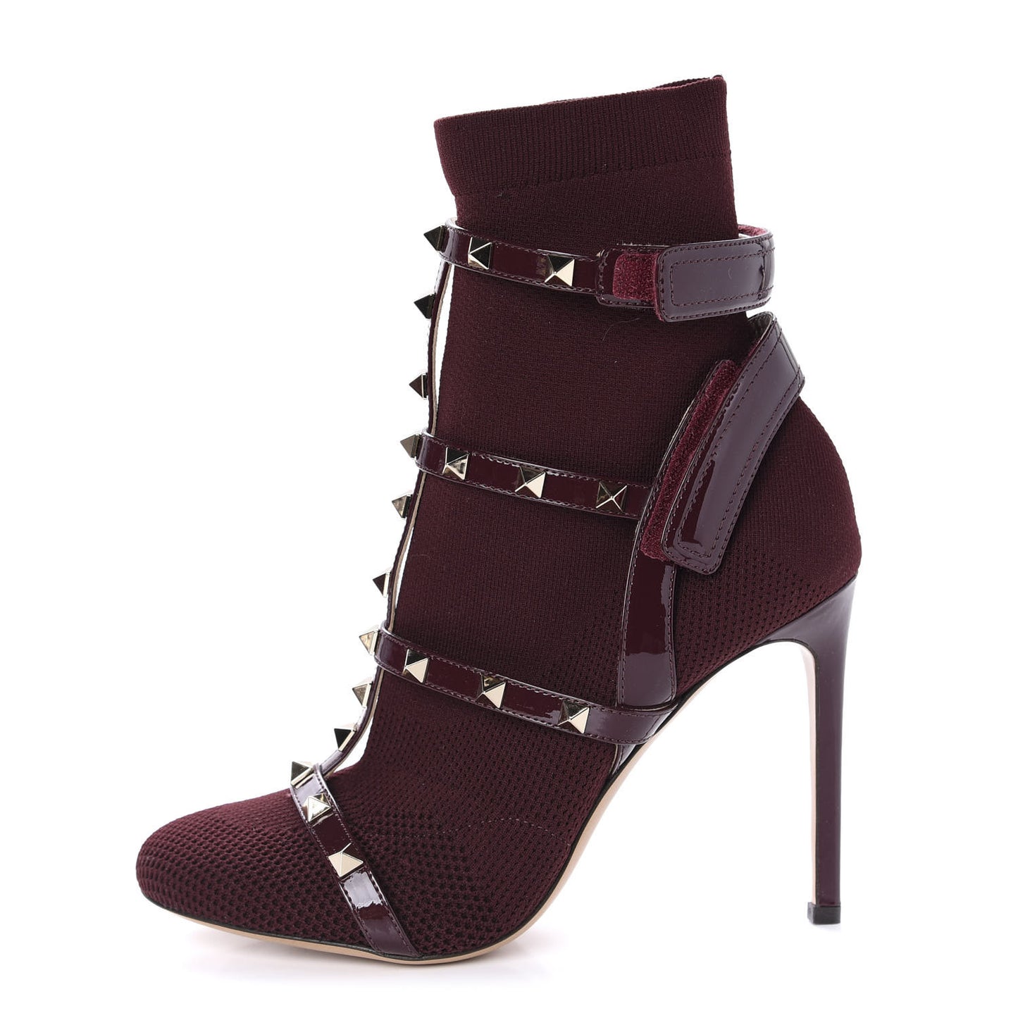 Knit Patent Rockstud Bodytech 105mm Ankle Boots 37.5 Rubin