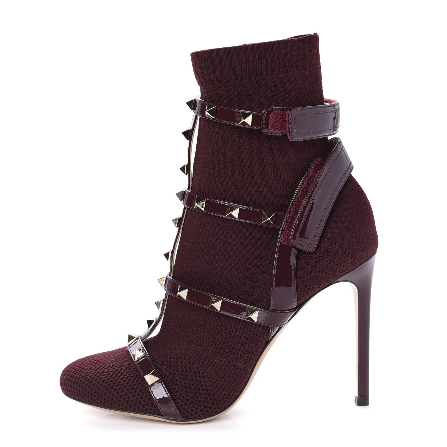 Valentino Garavani Knit Patent Rockstud Bodytech 105mm Ankle Boots 37.5 Rubin 1 of 9