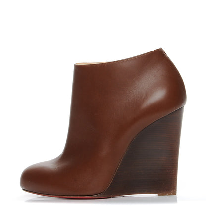 Christian Louboutin Nappa Belle Zeppa 100 Wedge Ankle Boots 39 Brown 1 of 9