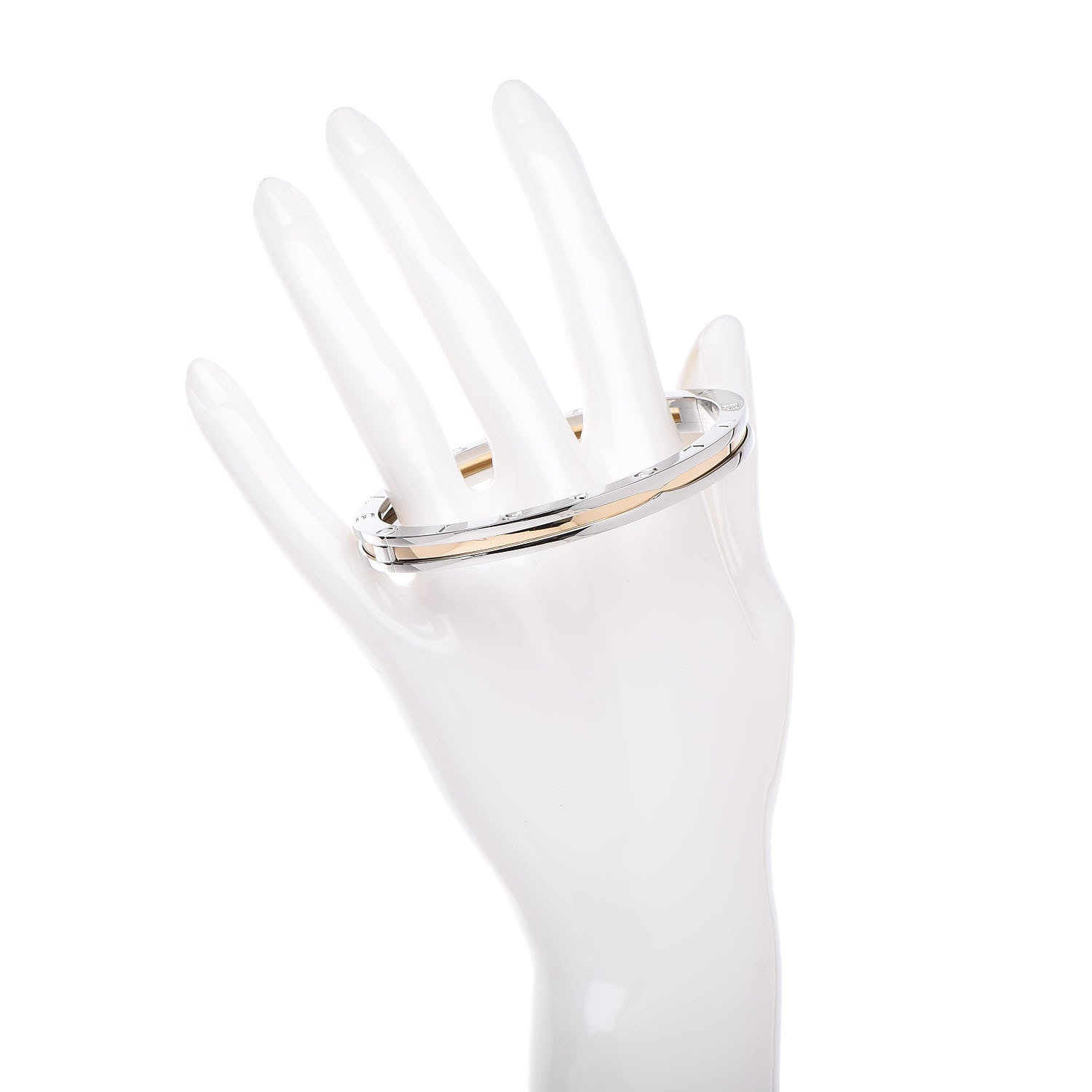 Bulgari 18K Yellow Gold Stainless Steel B.Zero1 Bangle Bracelet 3 of 8