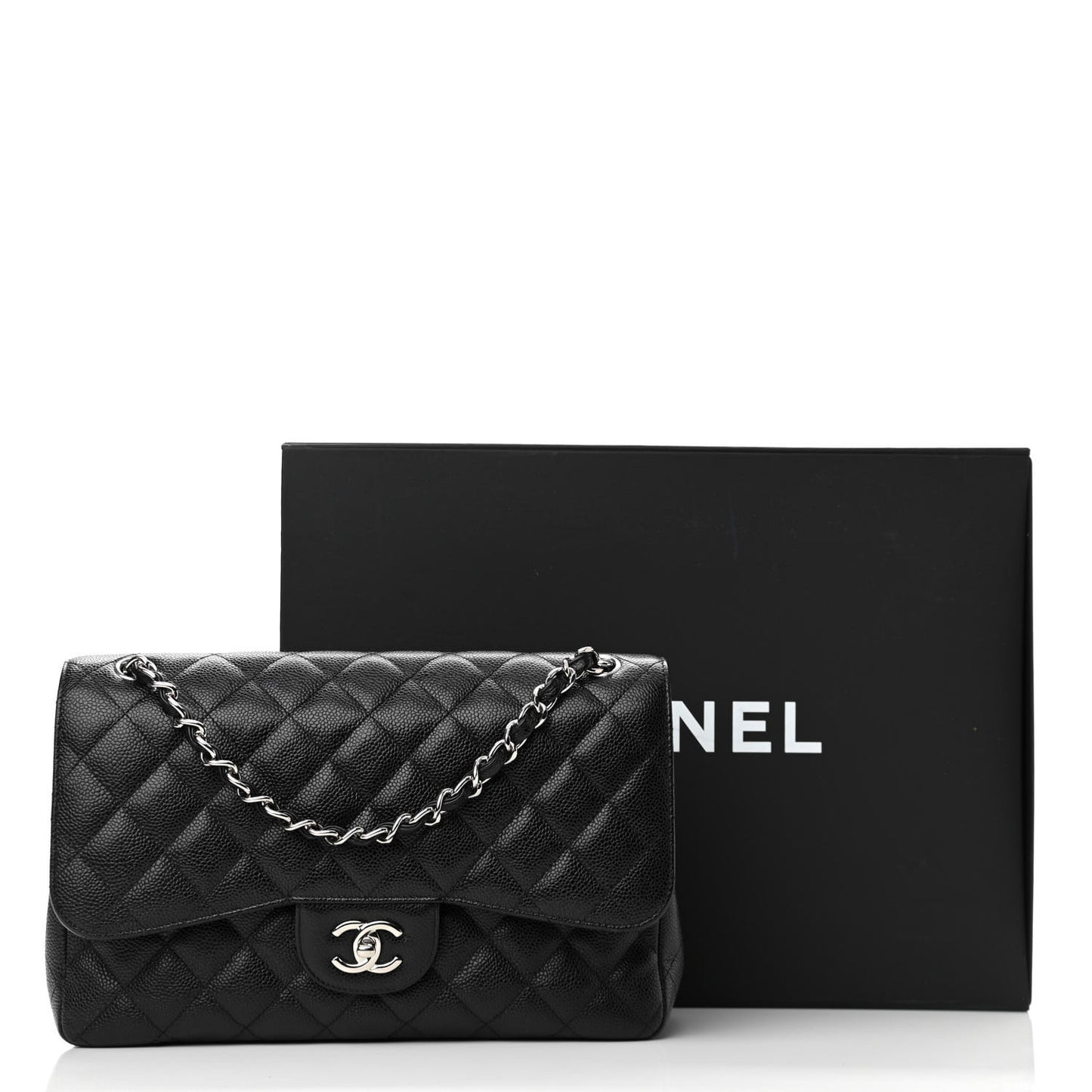 Caviar Quilted Jumbo Double Flap Black